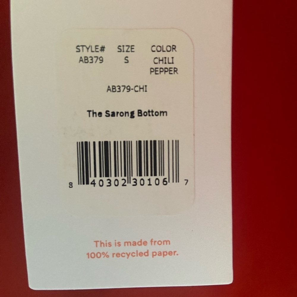 Andie Swim Chili Pepper Sarong Bottom Cover-up Size Small‎ S NWT AB379 - Picture 6 of 7